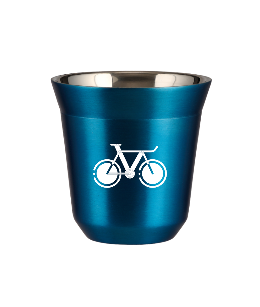 Tasse 240 ml BLEU MÉTALLIQUE "Vélo 1 (blanc)" Tasse 240 ml BLEU MÉTALLIQUE "Vélo 1 (blanc)"