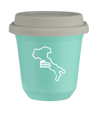 Tasse 80 ml TURQUOISE "Italie (blanc)", avec couvercle blanc Tasse 80 ml TURQUOISE "Italie (blanc)", avec couvercle blanc