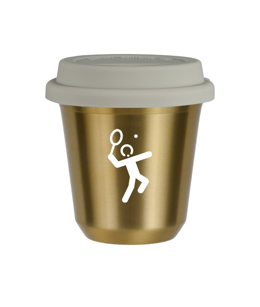 Tasse 240 ml OR "Tennis 2 (blanc)", avec couvercle blanc Tasse 240 ml OR "Tennis 2 (blanc)", avec couvercle blanc