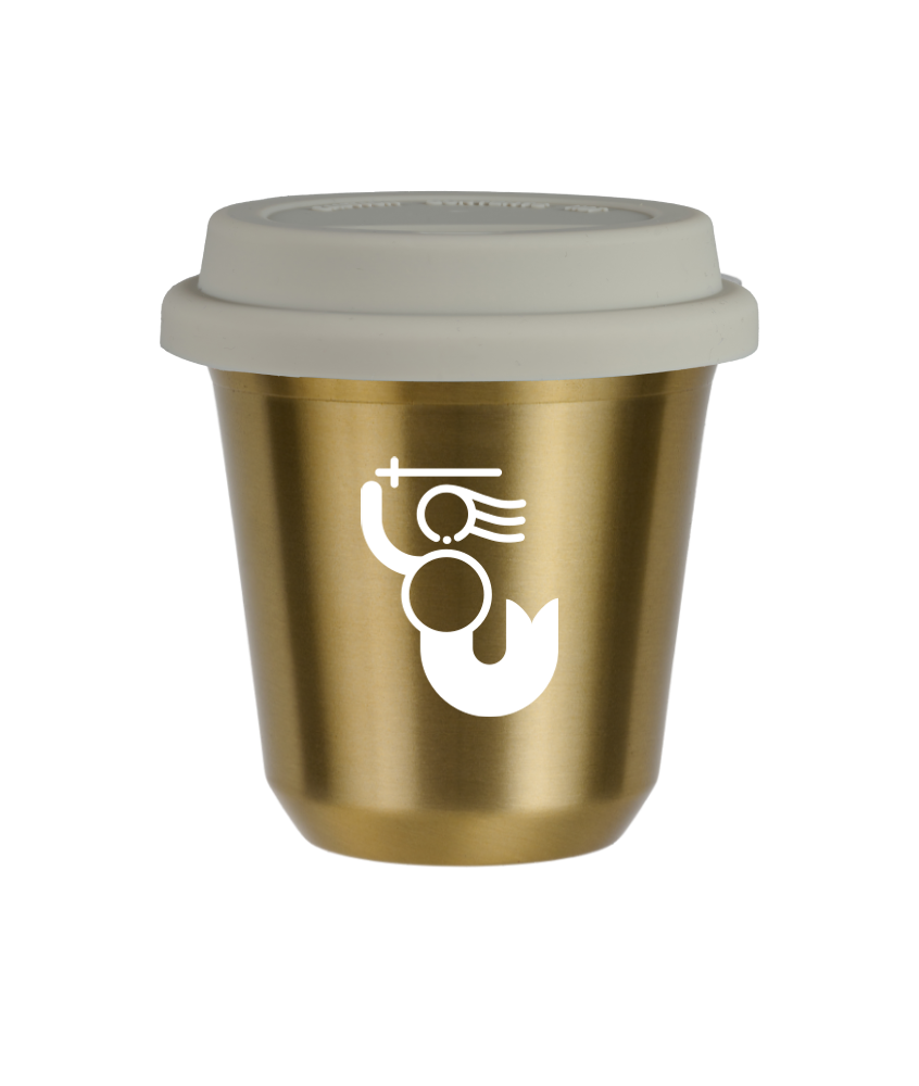 Tasse 240 ml OR "WARSZAWSKA SYRENKA (blanc)", avec couvercle blanc Tasse 240 ml OR "WARSZAWSKA SYRENKA (blanc)", avec couvercle blanc