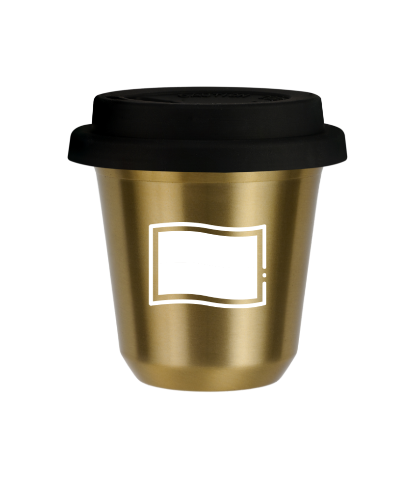 Tasse 240 ml OR "Drapeau polonais (blanc)", avec couvercle noir Tasse 240 ml OR "Drapeau polonais (blanc)", avec couvercle noir