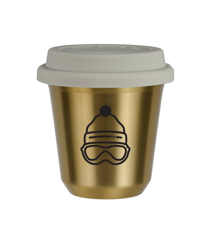 Tasse 240 ml OR "Casquette (noir)", avec couvercle blanc Tasse 240 ml OR "Casquette (noir)", avec couvercle blanc