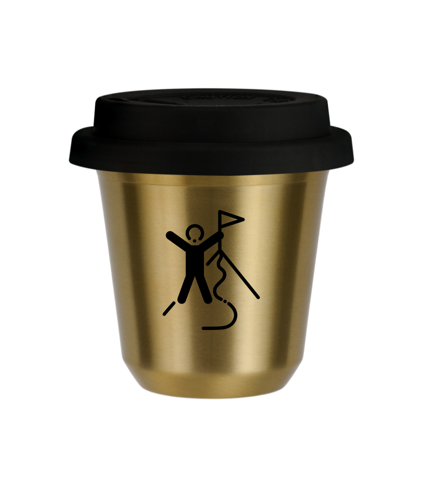 Tasse 240 ml OR "Escalade 1", avec couvercle noir Tasse 240 ml OR "Escalade 1", avec couvercle noir