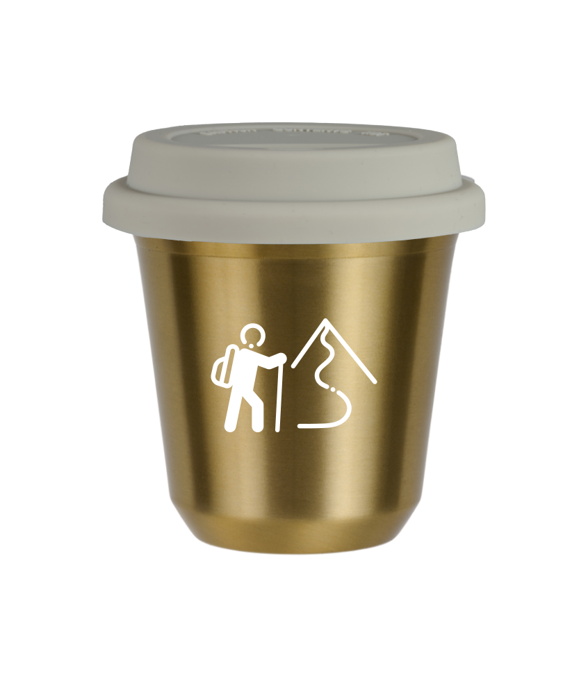 Tasse 240 ml OR "Escalade 2 (blanc)", avec couvercle blanc Tasse 240 ml OR "Escalade 2 (blanc)", avec couvercle blanc
