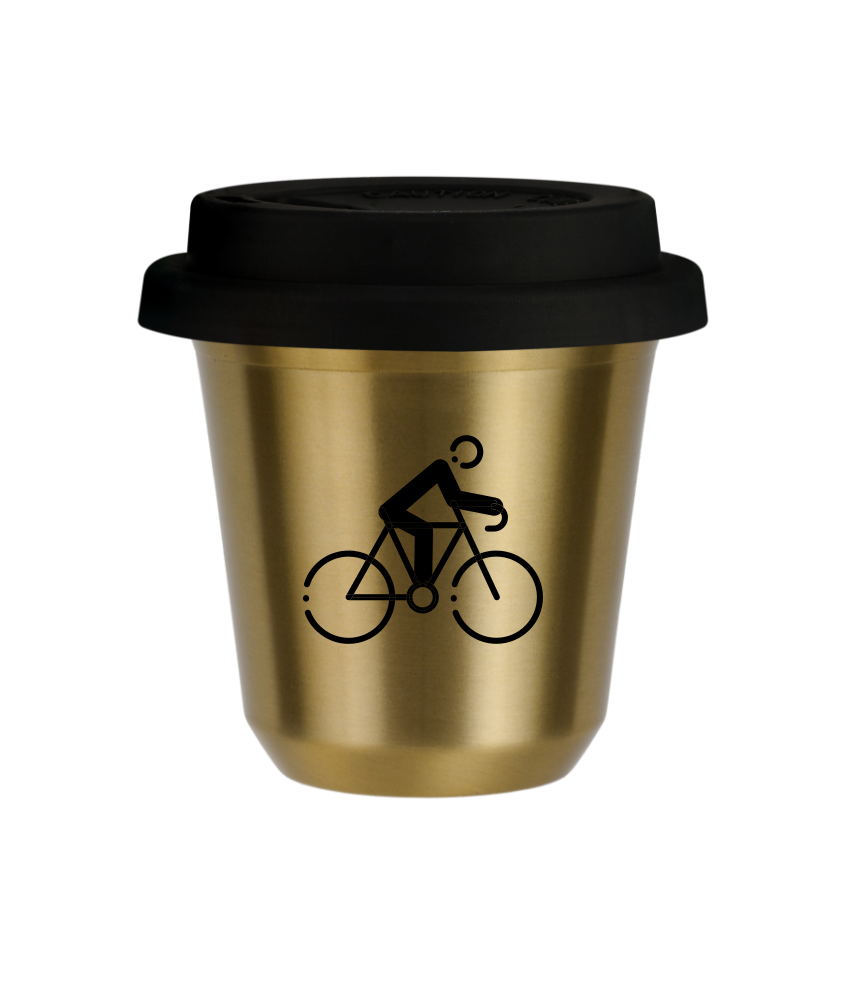 Tasse 240 ml OR "Cyclisme 3 (noir)", avec couvercle noir Tasse 240 ml OR "Cyclisme 3 (noir)", avec couvercle noir