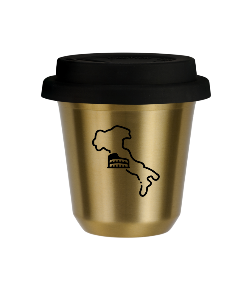 Tasse 240 ml OR "Italie", avec couvercle noir