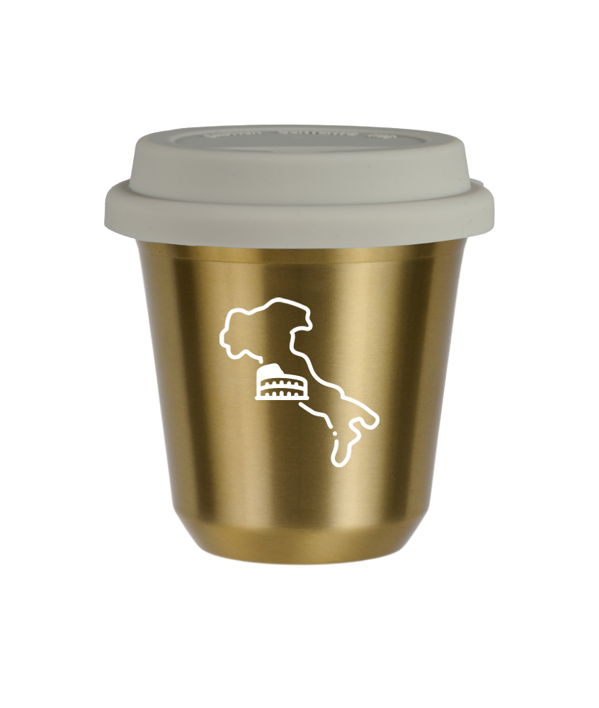 Tasse 240 ml OR "Italie (blanc)", avec couvercle blanc Tasse 240 ml OR "Italie (blanc)", avec couvercle blanc