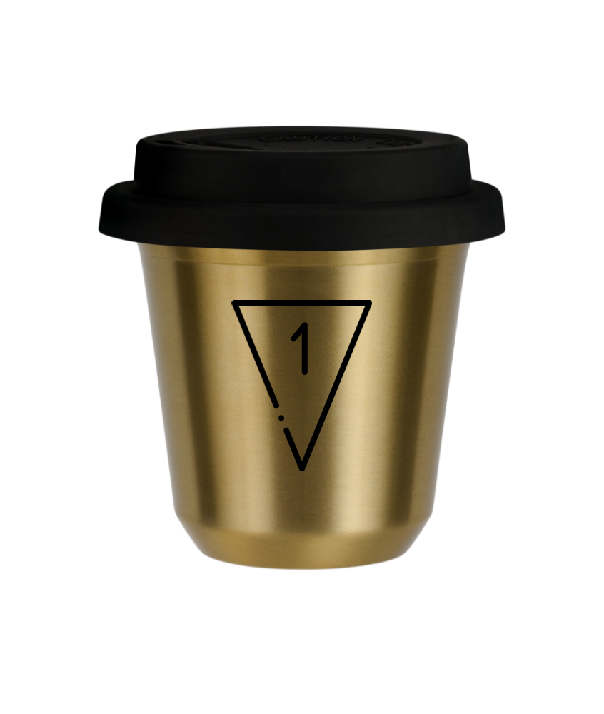 Tasse 240 ml OR "1", avec couvercle noir Tasse 240 ml OR "1", avec couvercle noir