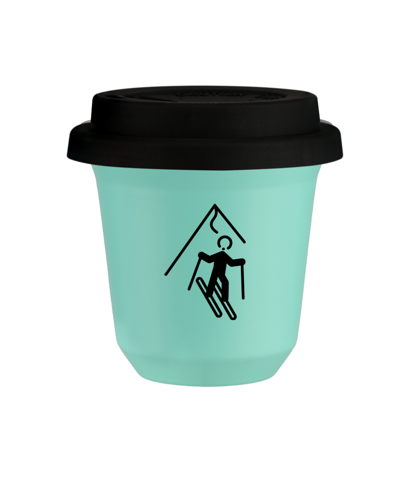 Tasse 240 ml TURQUOISE "Ski (noir)", avec couvercle noir Tasse 240 ml TURQUOISE "Ski (noir)", avec couvercle noir