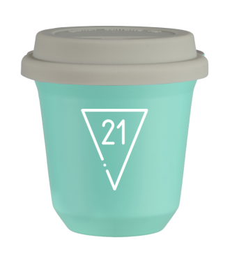 Tasse 80 ml TURQUOISE "21 (blanc)", avec couvercle blanc Tasse 80 ml TURQUOISE "21 (blanc)", avec couvercle blanc