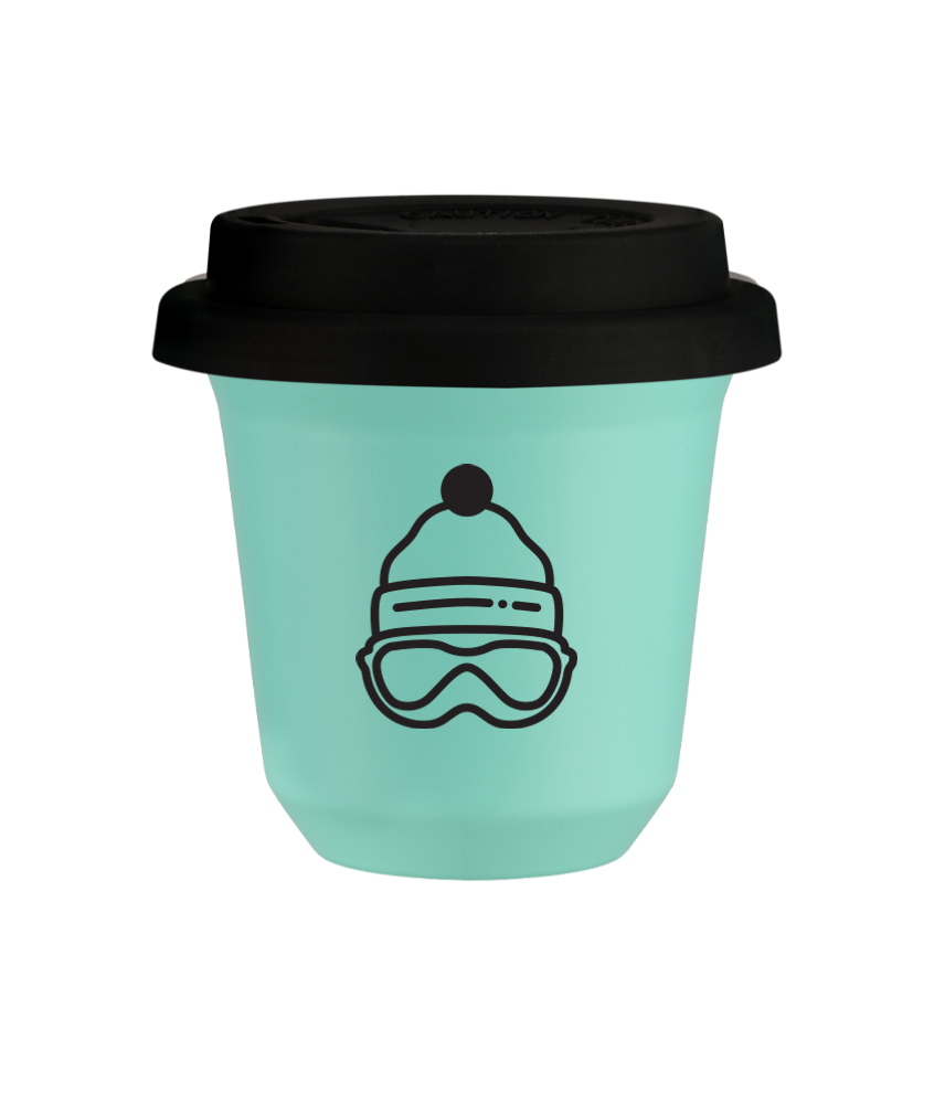 Tasse 240 ml TURQUOISE "Casquette", avec couvercle noir Tasse 240 ml TURQUOISE "Casquette", avec couvercle noir