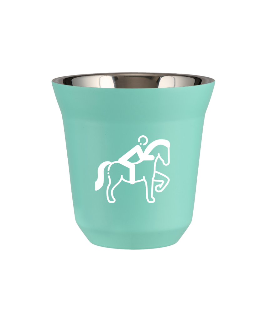 Tasse 240 ml TURQUOISE "Équitation 2 (blanc)" Tasse 240 ml TURQUOISE "Équitation 2 (blanc)"
