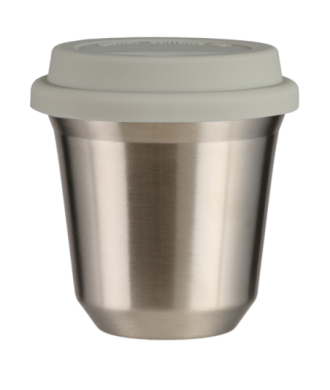 Tasse 240 ml ARGENT, avec couvercle blanc