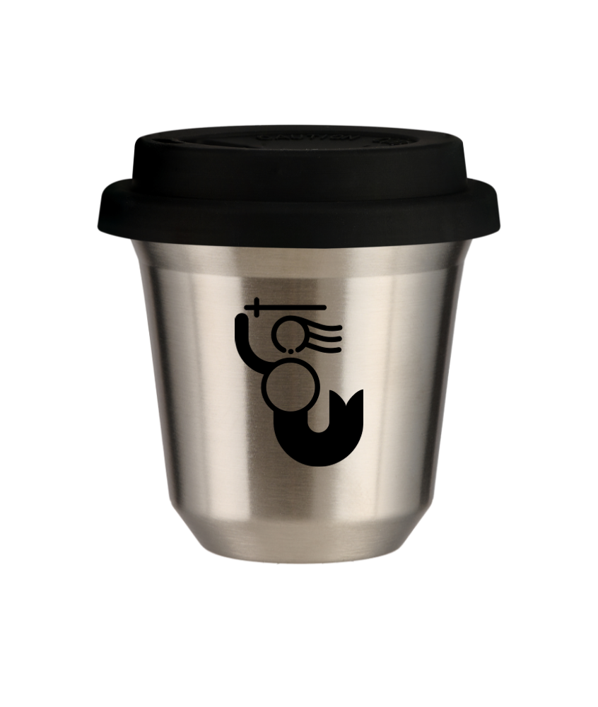 Tasse 240 ml ARGENT "WARSZAWSKA SYRENKA", avec couvercle noir