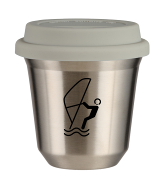 Tasse 80 ml ARGENT "Sports nautiques (noir)", avec couvercle blanc Tasse 80 ml ARGENT "Sports nautiques (noir)", avec couvercle blanc