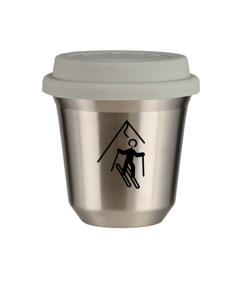 Tasse 240 ml ARGENT "Ski", avec couvercle blanc Tasse 240 ml ARGENT "Ski", avec couvercle blanc