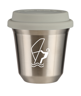 Tasse 80 ml ARGENT "Sports nautiques (blanc)", avec couvercle blanc Tasse 80 ml ARGENT "Sports nautiques (blanc)", avec couvercle blanc