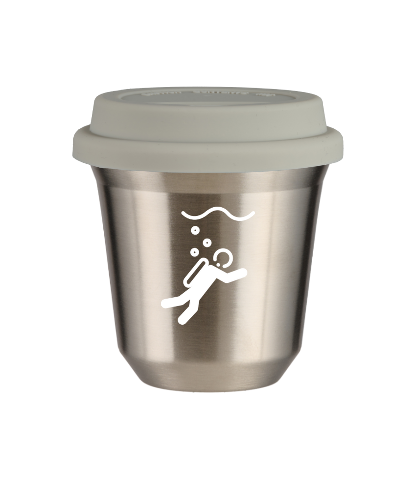 Tasse 240 ml ARGENT "Plongée (blanc)", avec couvercle blanc Tasse 240 ml ARGENT "Plongée (blanc)", avec couvercle blanc
