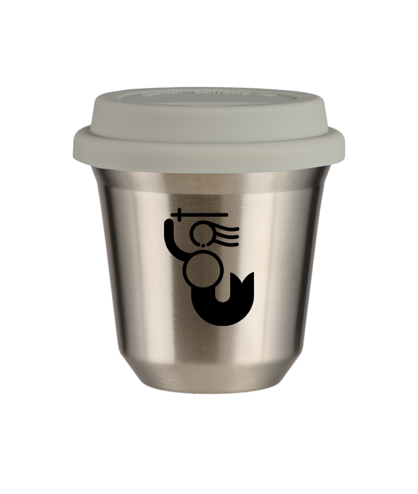 Tasse 80 ml ARGENT "WARSZAWSKA SYRENKA", avec couvercle blanc