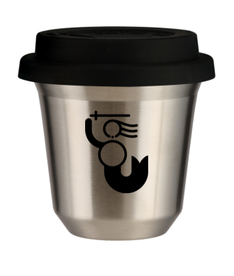 Tasse 80 ml ARGENT "WARSZAWSKA SYRENKA (noir)", avec couvercle noir Tasse 80 ml ARGENT "WARSZAWSKA SYRENKA (noir)", avec couvercle noir