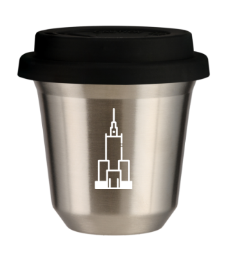 Tasse 80 ml ARGENT "Pałac kultury i nauki (blanc)", avec couvercle noir Tasse 80 ml ARGENT "Pałac kultury i nauki (blanc)", avec couvercle noir