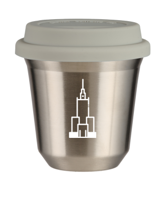 Tasse 80 ml ARGENT "Pałac kultury i nauki (blanc)", avec couvercle blanc Tasse 80 ml ARGENT "Pałac kultury i nauki (blanc)", avec couvercle blanc