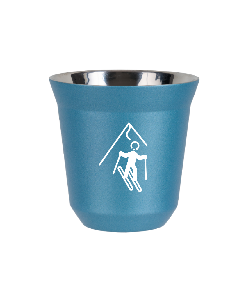 Tasse 240 ml BLEU CLAIR MÉTALLIQUE "Ski (blanc)"