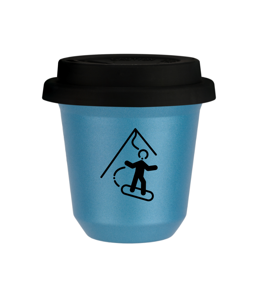 Tasse 240 ml BLEU CLAIR MÉTALLIQUE "Snowboard (noir)", avec couvercle noir Tasse 240 ml BLEU CLAIR MÉTALLIQUE "Snowboard (noir)", avec couvercle noir