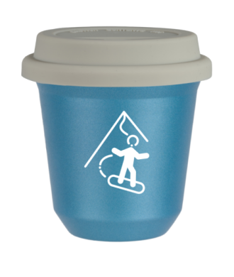 Tasse 240 ml BLEU CLAIR MÉTALLIQUE "Snowboard (blanc)", avec couvercle blanc Tasse 240 ml BLEU CLAIR MÉTALLIQUE "Snowboard (blanc)", avec couvercle blanc