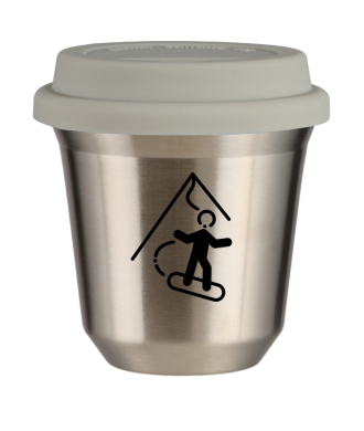 Tasse 80 ml ARGENT "Snowboard", avec couvercle blanc Tasse 80 ml ARGENT "Snowboard", avec couvercle blanc