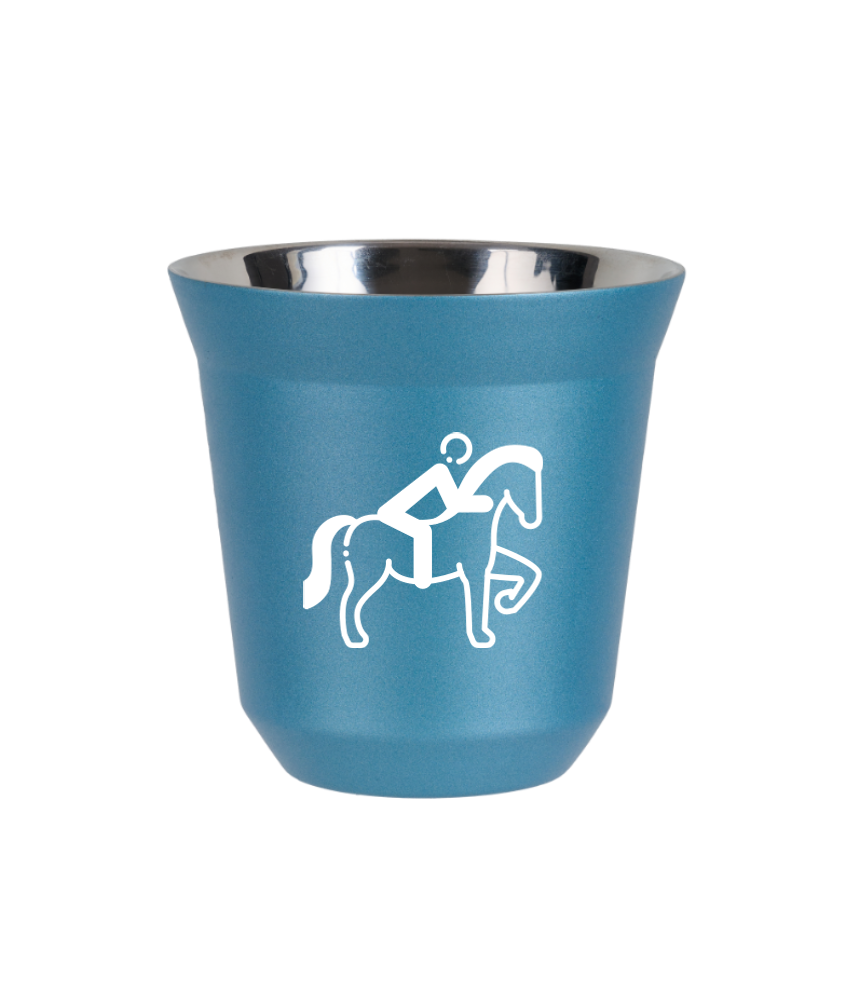 Tasse 240 ml BLEU CLAIR MÉTALLIQUE "Équitation 2 (blanc)" Tasse 240 ml BLEU CLAIR MÉTALLIQUE "Équitation 2 (blanc)"