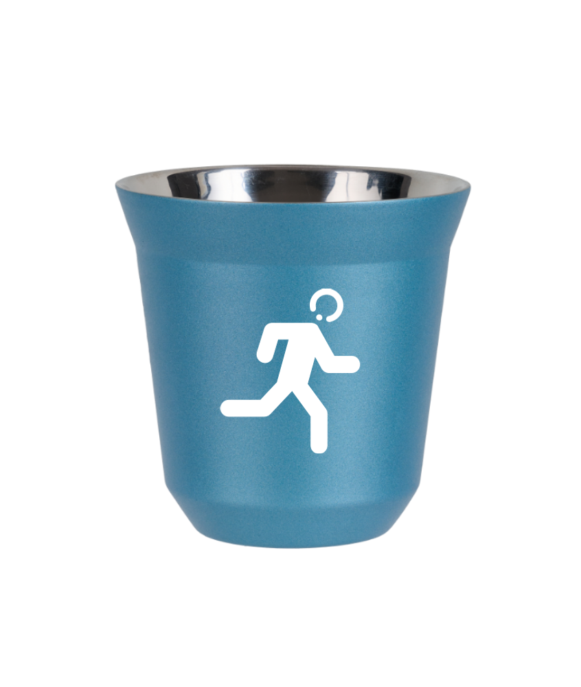 Tasse 240 ml BLEU CLAIR MÉTALLIQUE "Coureur (blanc)" Tasse 240 ml BLEU CLAIR MÉTALLIQUE "Coureur (blanc)"