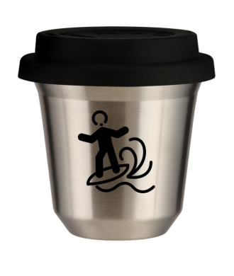 Tasse 80 ml ARGENT "Planche à voile (noir)", avec couvercle noir Tasse 80 ml ARGENT "Planche à voile (noir)", avec couvercle noir