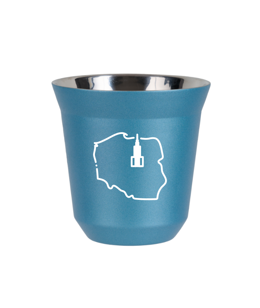 Tasse 240 ml BLEU CLAIR MÉTALLIQUE "Pologne (blanc)" Tasse 240 ml BLEU CLAIR MÉTALLIQUE "Pologne (blanc)"