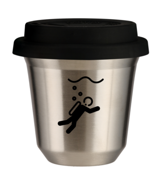 Tasse 80 ml ARGENT "Plongée", avec couvercle noir Tasse 80 ml ARGENT "Plongée", avec couvercle noir