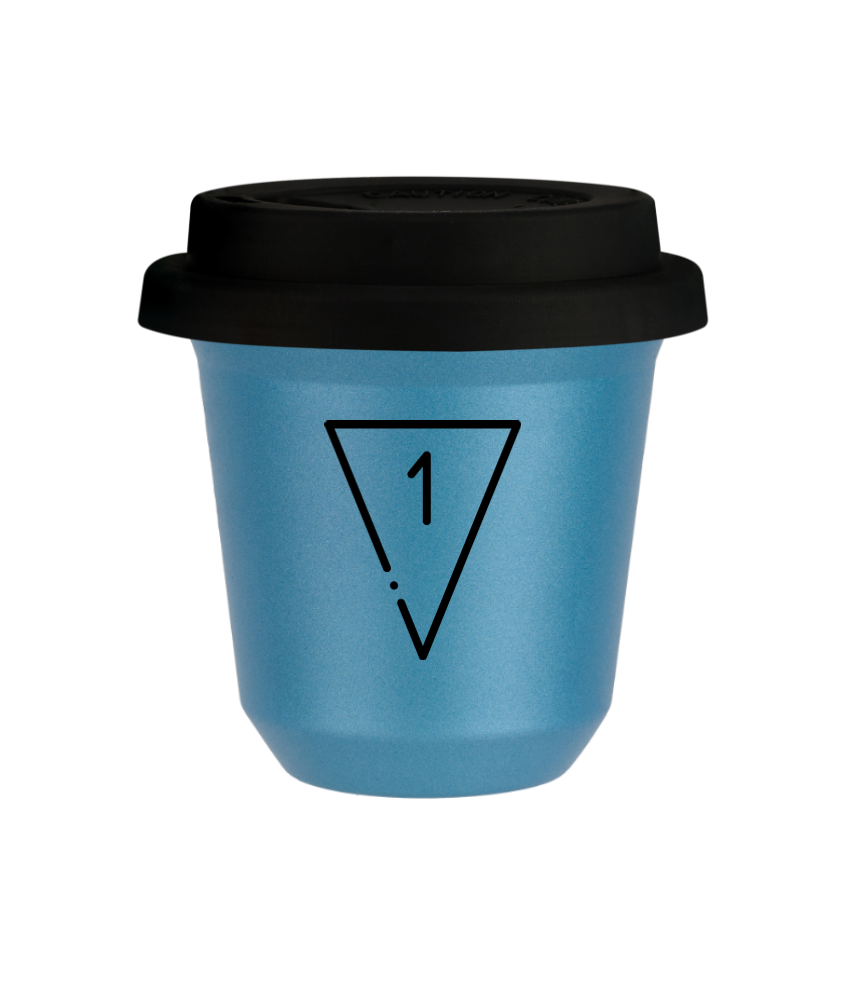 Tasse 240 ml BLEU CLAIR MÉTALLIQUE "1 (noir)", avec couvercle noir Tasse 240 ml BLEU CLAIR MÉTALLIQUE "1 (noir)", avec couvercle noir
