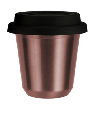 Tasse 240 ml OR ROSE, avec couvercle noir