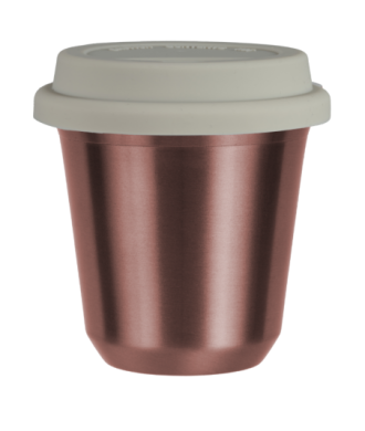 Tasse 240 ml OR ROSE, avec couvercle blanc