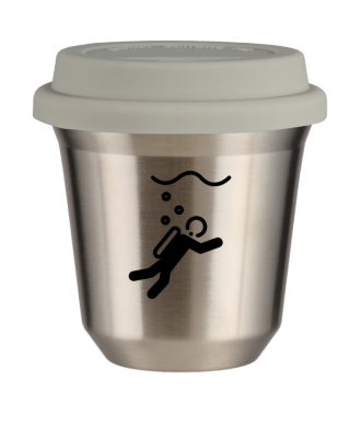 Tasse 80 ml ARGENT "Plongée (noir)", avec couvercle blanc Tasse 80 ml ARGENT "Plongée (noir)", avec couvercle blanc