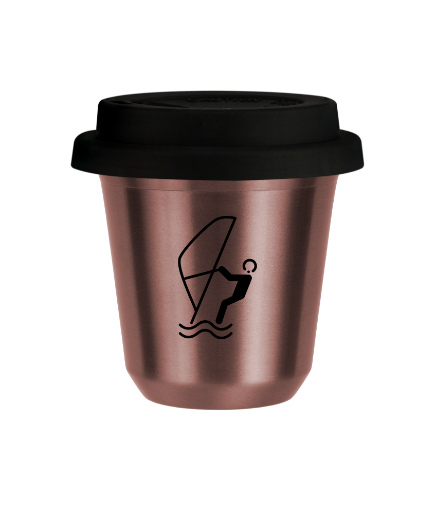 Tasse 240 ml OR ROSE "Sports nautiques", avec couvercle noir