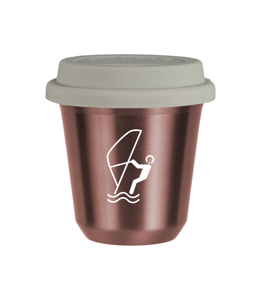 Tasse 240 ml OR ROSE "Sports nautiques (blanc)", avec couvercle blanc