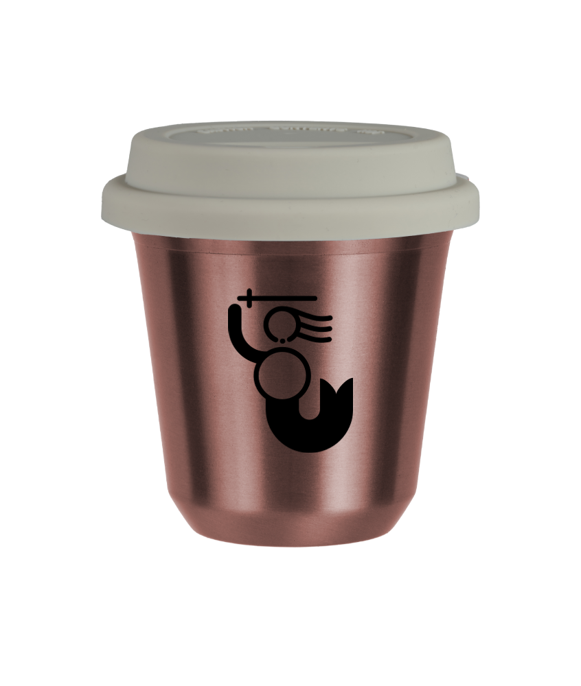 Tasse 240 ml OR ROSE "WARSZAWSKA SYRENKA (noir)", avec couvercle blanc