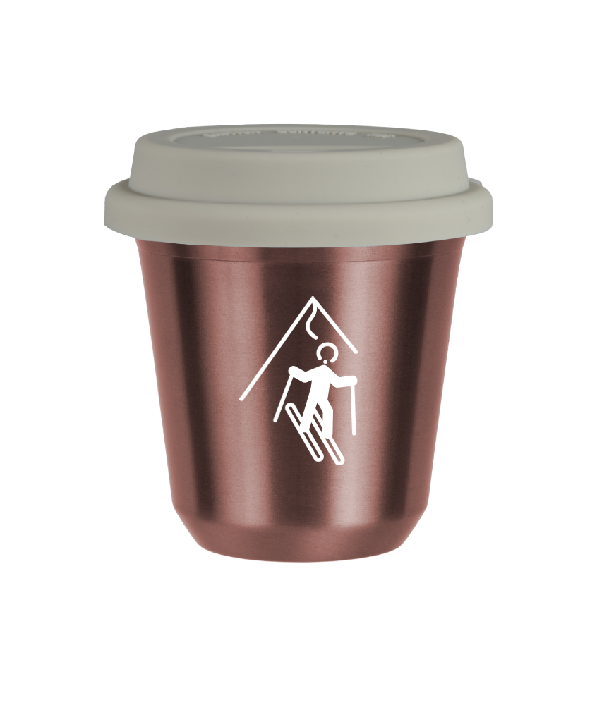 Tasse 240 ml OR ROSE "Ski (blanc)", avec couvercle blanc Tasse 240 ml OR ROSE "Ski (blanc)", avec couvercle blanc