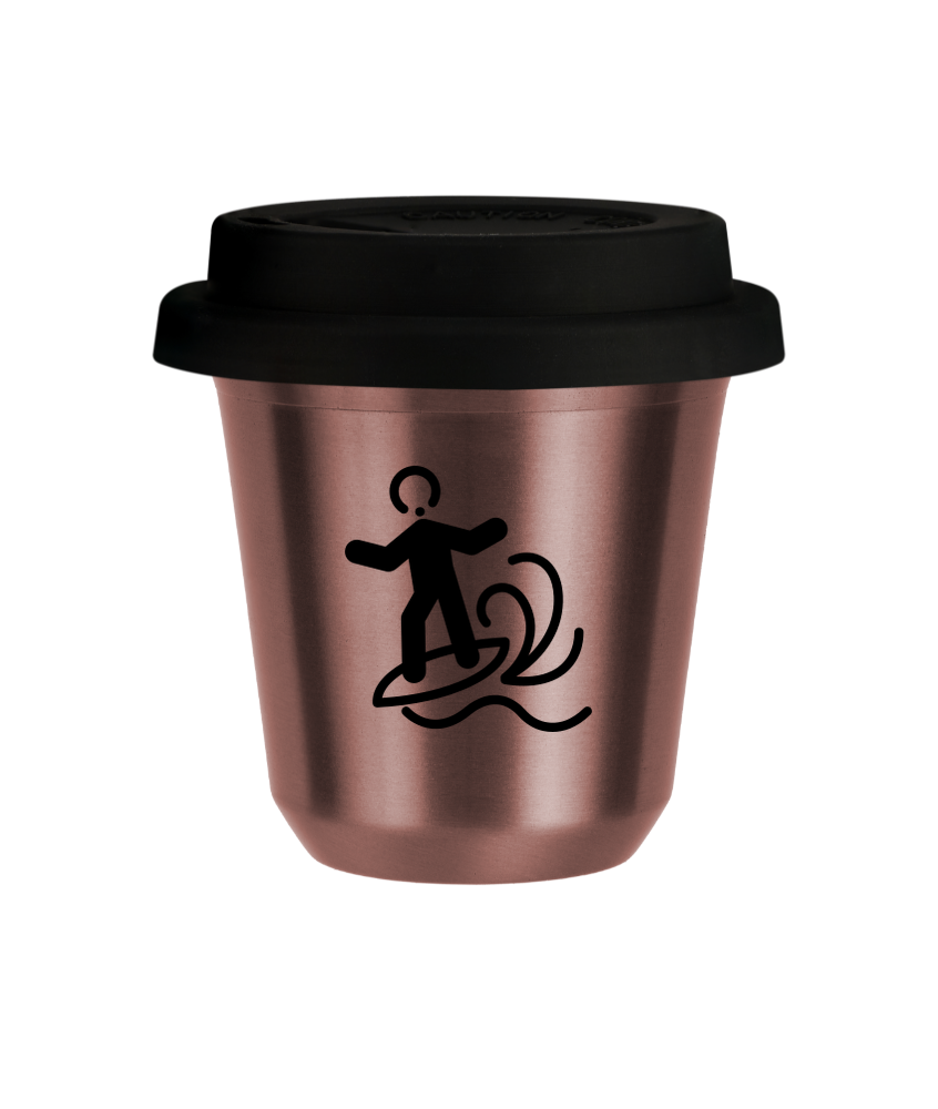 Tasse 240 ml OR ROSE "Planche à voile (noir)", avec couvercle noir Tasse 240 ml OR ROSE "Planche à voile (noir)", avec couvercle noir