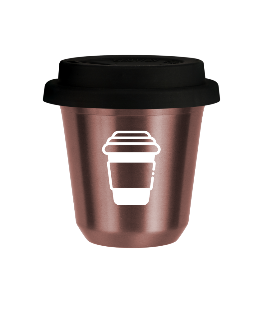 Tasse 240 ml OR ROSE, avec couvercle noir Tasse 240 ml OR ROSE, avec couvercle noir