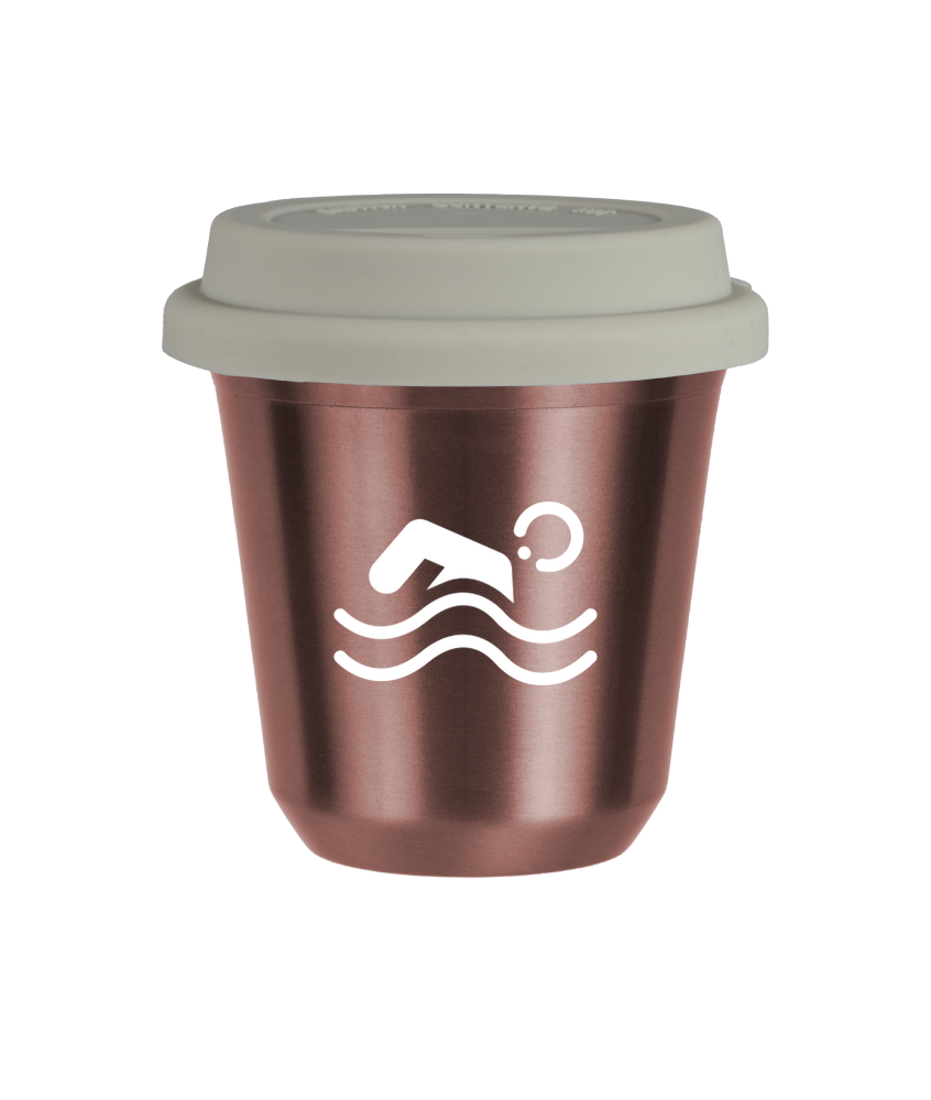 Tasse 240 ml OR ROSE "Natation (blanc)", avec couvercle blanc Tasse 240 ml OR ROSE "Natation (blanc)", avec couvercle blanc