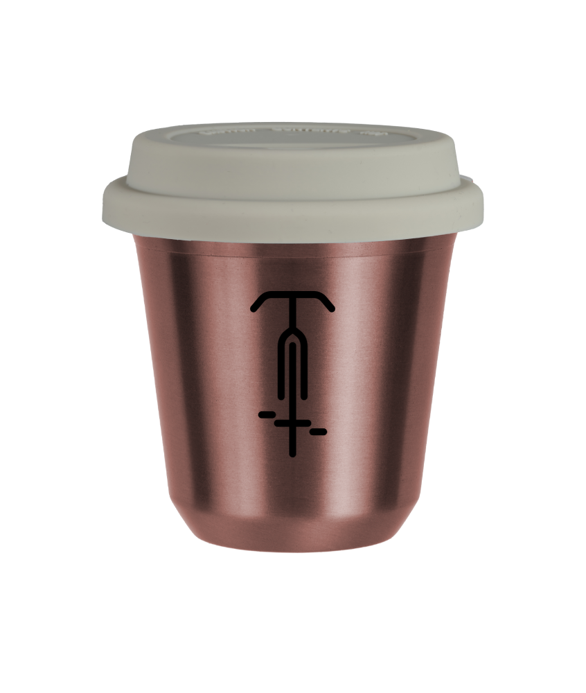 Tasse 240 ml OR ROSE "Cyclisme 1 (noir)", avec couvercle blanc Tasse 240 ml OR ROSE "Cyclisme 1 (noir)", avec couvercle blanc