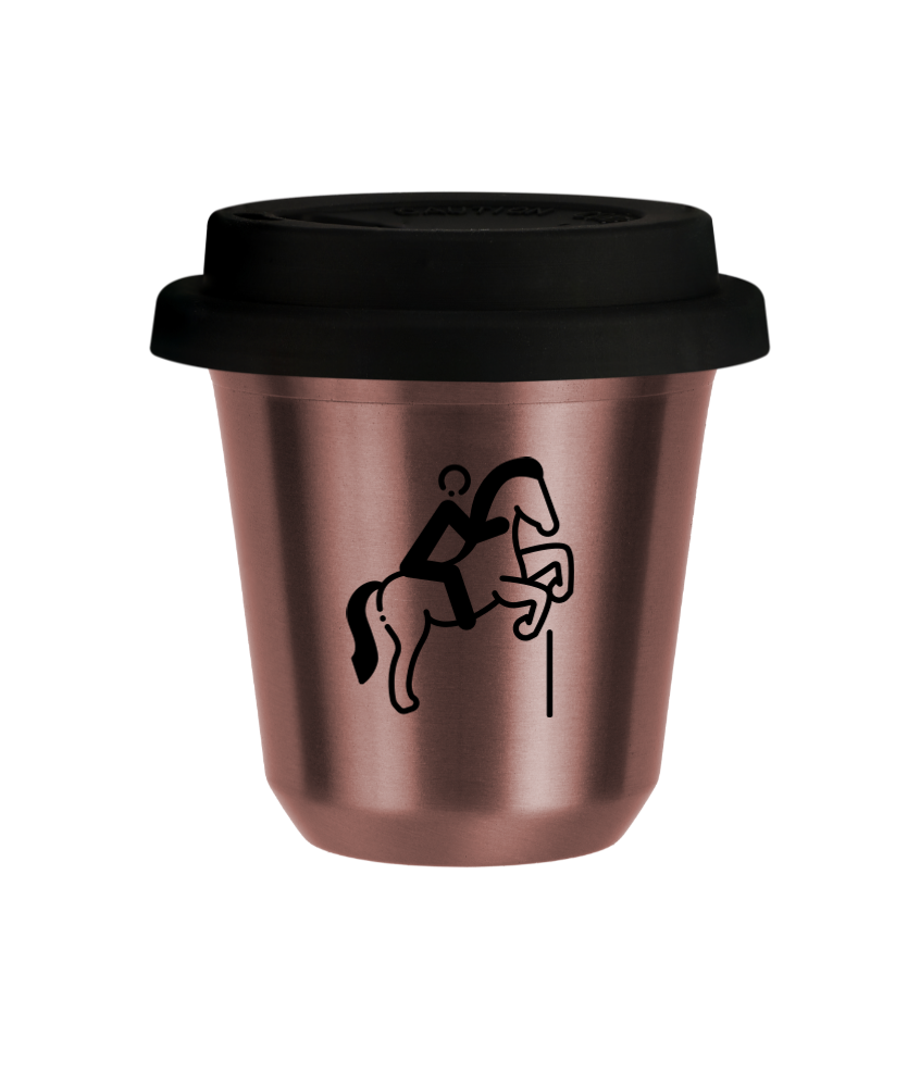 Tasse 240 ml OR ROSE "Équitation 1 (noir)", avec couvercle noir Tasse 240 ml OR ROSE "Équitation 1 (noir)", avec couvercle noir