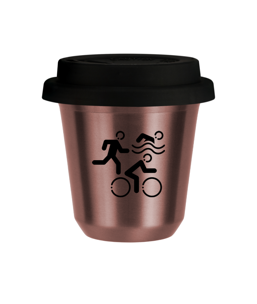 Tasse 240 ml OR ROSE "Sports", avec couvercle noir