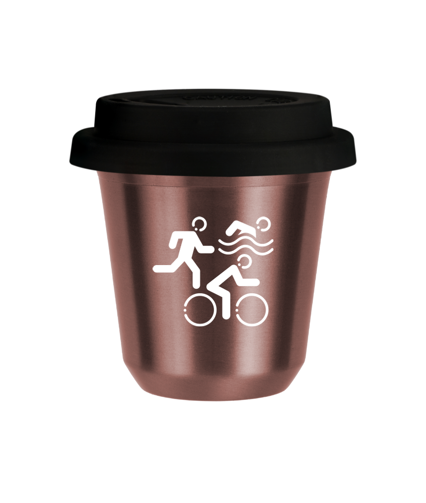 Tasse 240 ml OR ROSE "Sports (blanc)", avec couvercle noir Tasse 240 ml OR ROSE "Sports (blanc)", avec couvercle noir